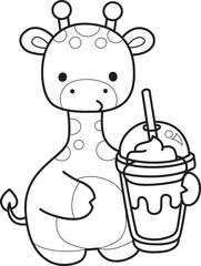 Outline of Cute giraffe animals with various activities.
Lineart of Funny sticker of Giraffe animal kids.