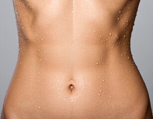 Water drops at the stomach