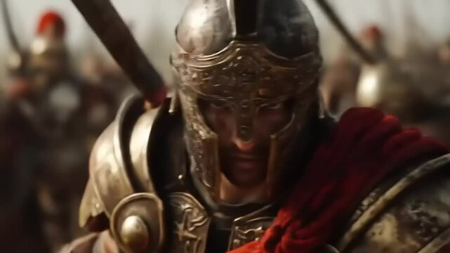 Roman soldier battle closeup.