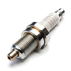 Spark plug isolated on white background, a crucial component for engine ignition in automobiles and other vehicles