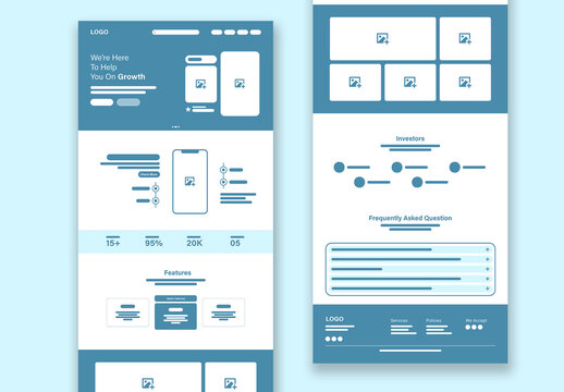 Clean Minimalist Landing Page Wireframe Template