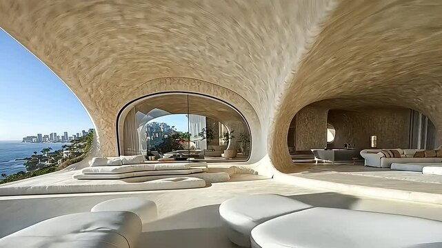 Architectural marvel showcasing a modern luxury villa with panoramic ocean views