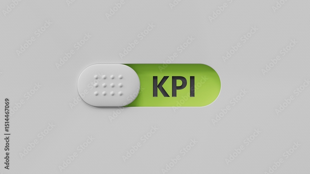 Poster slide switch with kpi text. financial, marketing.close up of slide switch,business concept.3d render