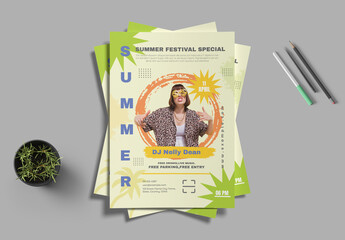 Summer Event Posters Layout With Playful Typography and Colorful Hand Drawn Elements