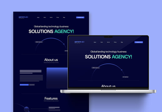 Technology Website Landing Page Wireframe Template