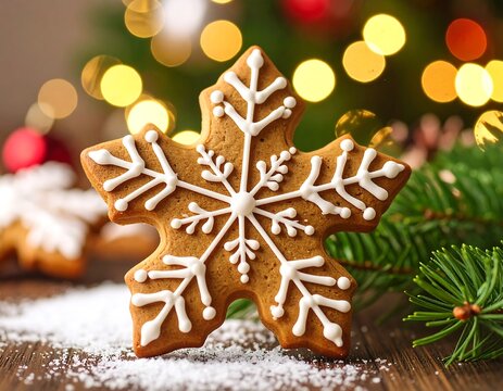 Festive gingerbread snowflake cookie (1)