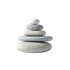 Serene stacked stones grey white zen balance spa art on transparent background