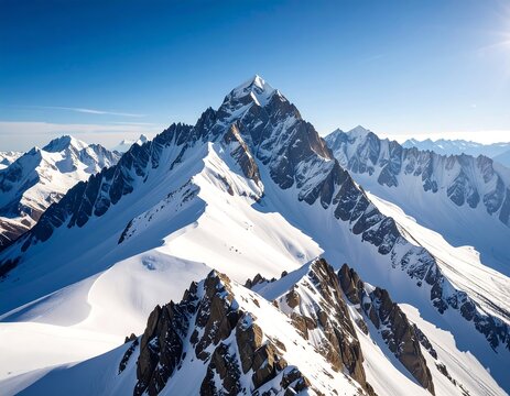 Snowy mountain peaks under a clear sky (1)