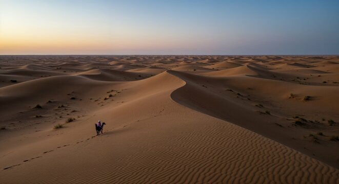 Desert landscape camel riding sand dunes travel adventure horizon scenic view