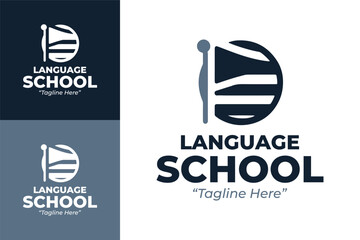 Professional and Creative Language School Logo for Branding
