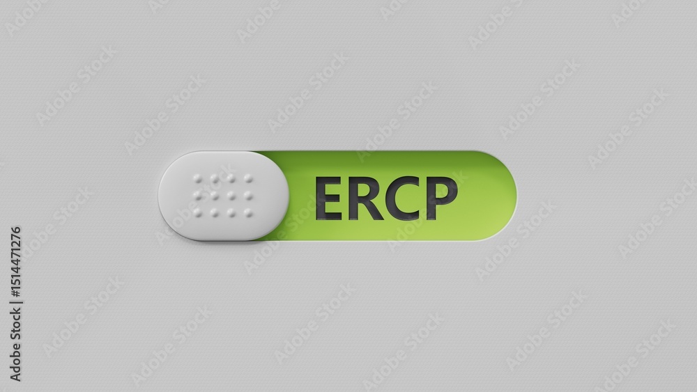 Poster slide switch with the word ercp. care concept.close up of slide switch,business concept.3d rendering
