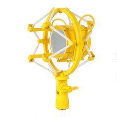 Music and sound - Side and front view yellow microphone mic shock mount