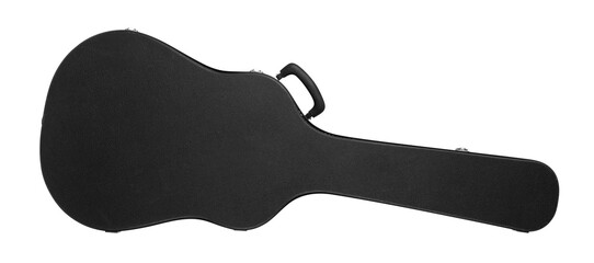 Musical instrument - Black acoustic guitar hard case. Isolated white