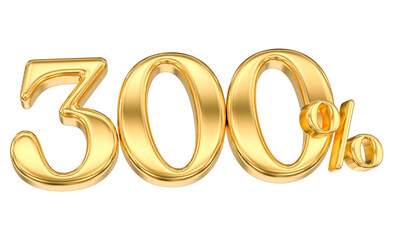 Gold Percent 300 Number 3D