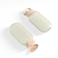 Flip Top Cap upside down Bottle mockup, oval shape shampoo bottle packaging, clear plastic cylindrical inverted liquid containers, slim cylindrical squeeze bottle personal care product container