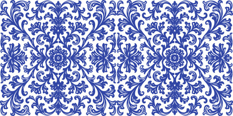 Blue color floral illustration, blue background for Islamic celebration event, modern texture, Arabic culture, traditional background design, fabric illustration, carpet design, wall decoration.

