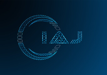 IAJ low poly letter logo vector design. IAJ lower poly logo design. Low poly logo.