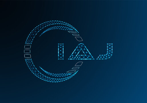 IAJ low poly letter logo vector design. IAJ lower poly logo design. Low poly logo.