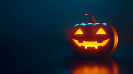 Glowing Jack o Lantern Icon in Minimalist Isometric Halloween