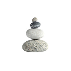 Fototapeta premium Balanced grey stones zen stacking peaceful meditation on transparent background