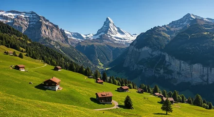 Wandcirkels Alpen Matterhorn mountain alps landscape swiss nature travel tourism destination view  © DWIJ