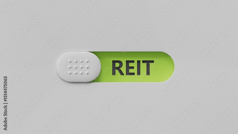 Poster word reit on slide switch with copy space.close up of slide switch,business concept.3d rendering on 