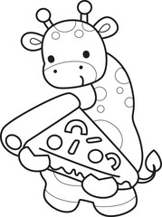 Outline of Cute giraffe animals with various activities.
Lineart of Funny sticker of Giraffe animal kids.
