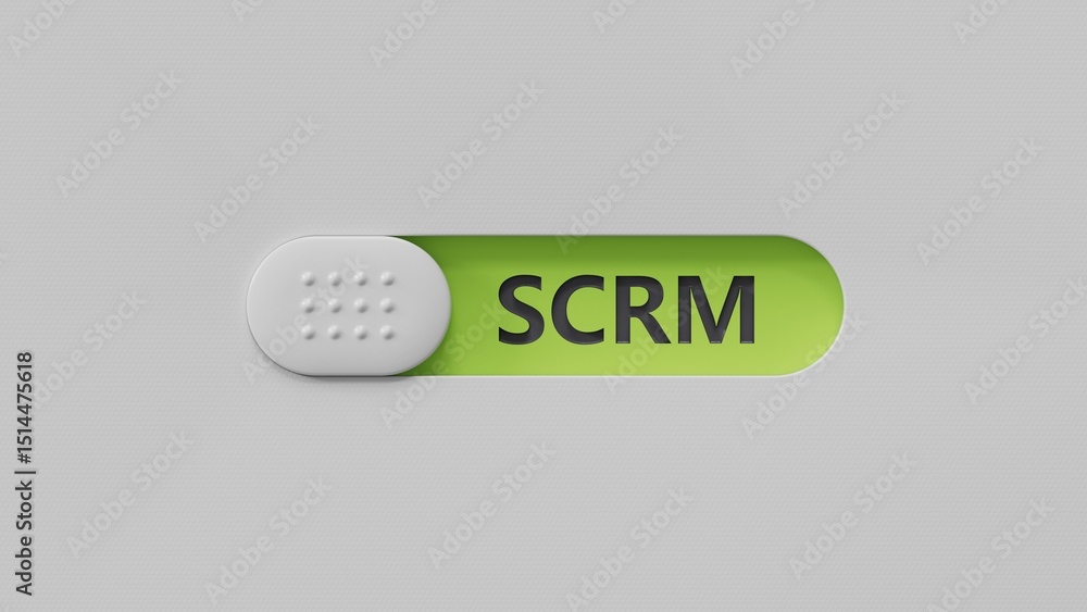 Poster abbreviation scrm on slide switch. business analysis concept.close up of slide switch,business conce