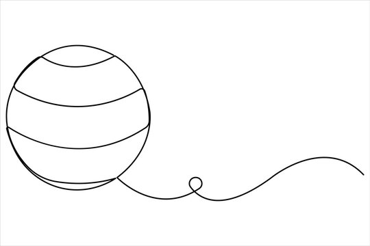 Fitness equipment concept. Continuous single line drawing of fitness ball design graphic vector illustration