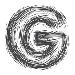 Vintage Hand-Drawn Sketch Style Letter G Illustration – Typography Engraving for Monogram Apparel, Stickers, Label, and T-Shirts