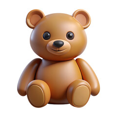 3D Cute brown teddy bear with a red scarf, a soft toy for a sweet child, isolated with love