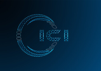 ICI low poly letter logo vector design. ICI lower poly logo design. Low poly logo.