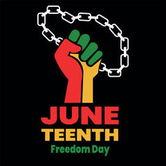 Juneteenth Freedom Day Fist with Broken Chains – Powerful Black History T-Shirt Design

