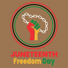 Juneteenth Freedom Day T-Shirt Design – Emancipation Celebration Graphic with Fist and Broken Chains