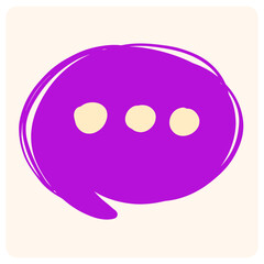 Fototapeta premium Vibrant Purple Hand-Drawn Speech Bubble with Ellipsis 
