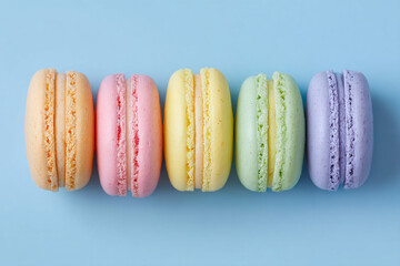 Colorful macarons in rainbow