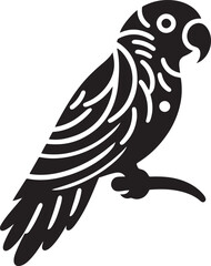 Black and White Parrot Vector Illustration