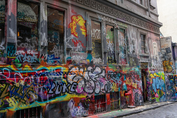 graffiti streets, Melbourne streets, city streets. graffiti in downtown, urban life