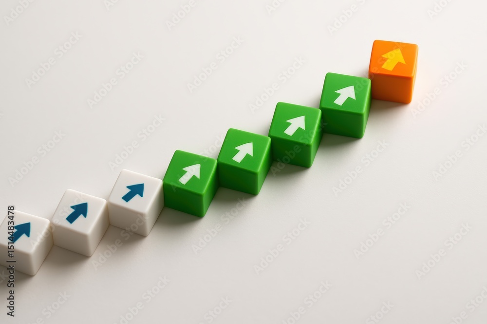 Poster a rising sequence color-coded blocks visually represents business growth and strategy by illustratin