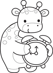 Coloring pages of Set Vector Stock Illustrations Isolated of Baby Giraffe.
Outline of Cute giraffe animals with various activities.