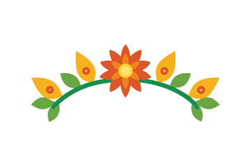 Indian floral crown detailed vector art illustration