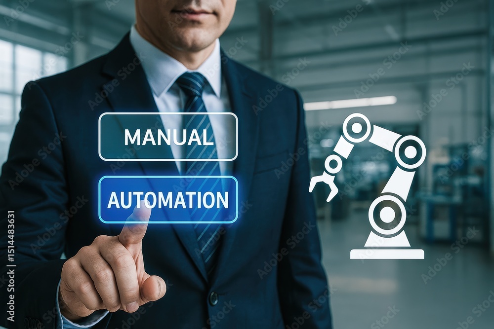 Poster a business professional demonstrates decision-making by transitioning from manual to automated proce