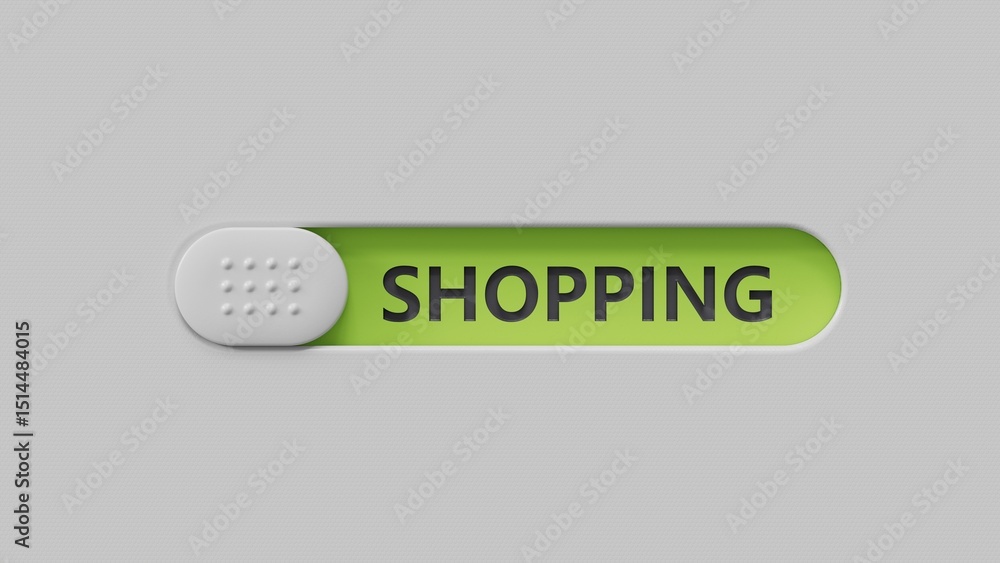 Poster shopping.3d illustration of slide switch.close up of slide switch,3d rendering on green background.