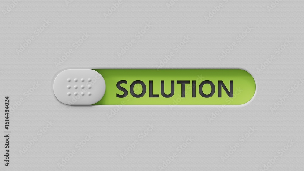 Poster solution.3d illustration of slide switch.close up of slide switch,3d rendering on green background.