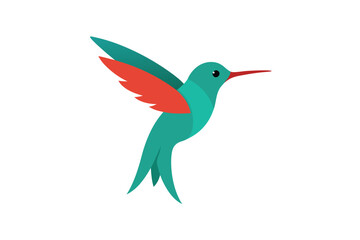 Minimal hummingbird mid flight vector art illustration © raton