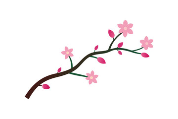 Minimalist cherry blossom branch delicate vector art illustration