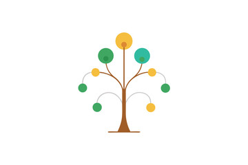 Minimalist tree of charms creative vector art illustration