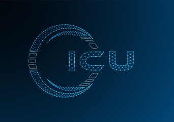 ICU low poly letter logo vector design. ICU lower poly logo design. Low poly logo.