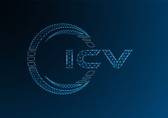ICV low poly letter logo vector design. ICV lower poly logo design. Low poly logo.