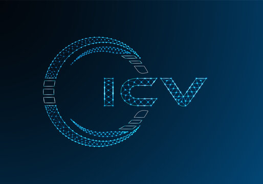 ICV low poly letter logo vector design. ICV lower poly logo design. Low poly logo.